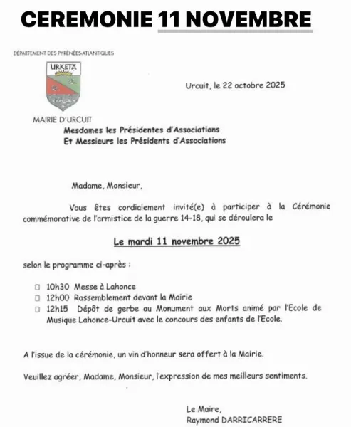 Cérémonie du 11 Novembre