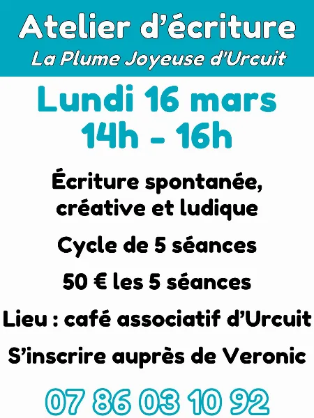 Atelier d'écriture créative (cycle de 5 séances)